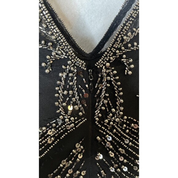 Pisarro Nights Beaded Mesh Column Gown Carbon 6 - Picture 6 of 15